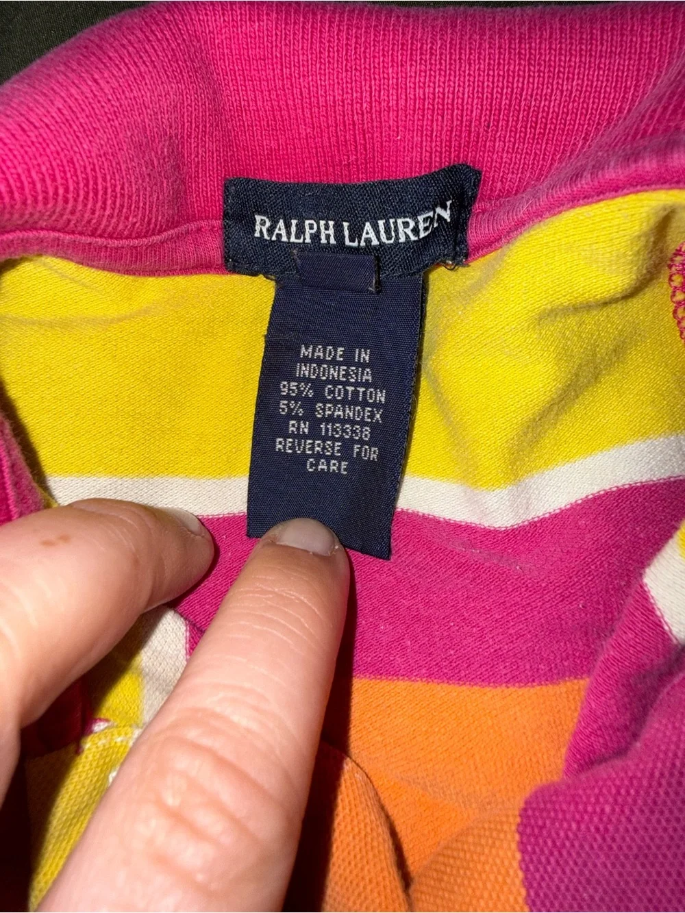 Ralph Lauren Pink, Yellow and Orange Striped Hooded Baby Dress 24m